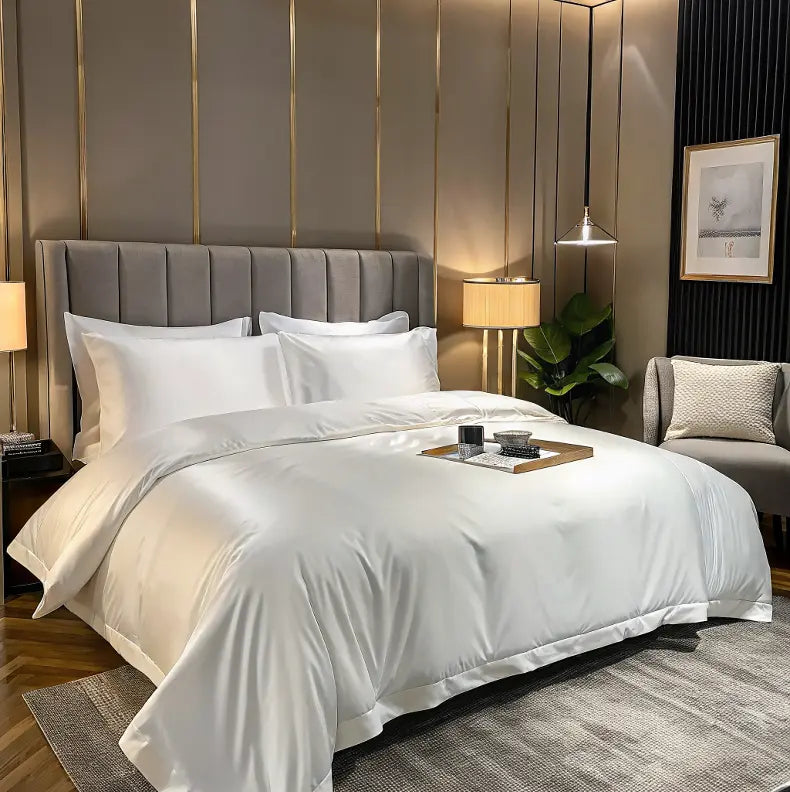 Literie haut de gamme – housse de couette en soie thermorégulatrice Couleur blanc 