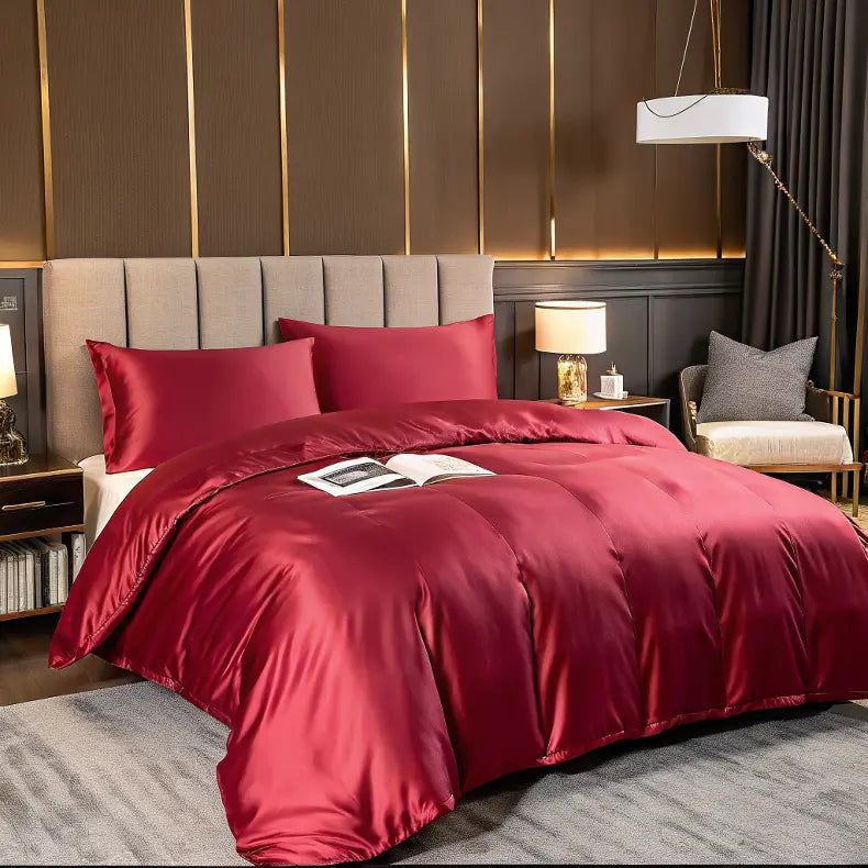 Literie haut de gamme – housse de couette en soie thermorégulatrice Couleur rouge