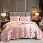 Literie haut de gamme – housse de couette en soie thermorégulatrice Couleur rose 