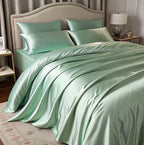 Literie haut de gamme – housse de couette en soie thermorégulatrice Couleur vert d'eau