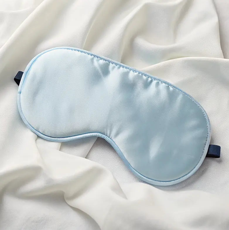 Masque de nuit en soie de mûrier 100% naturelle – sommeil paisible Couleur bleu