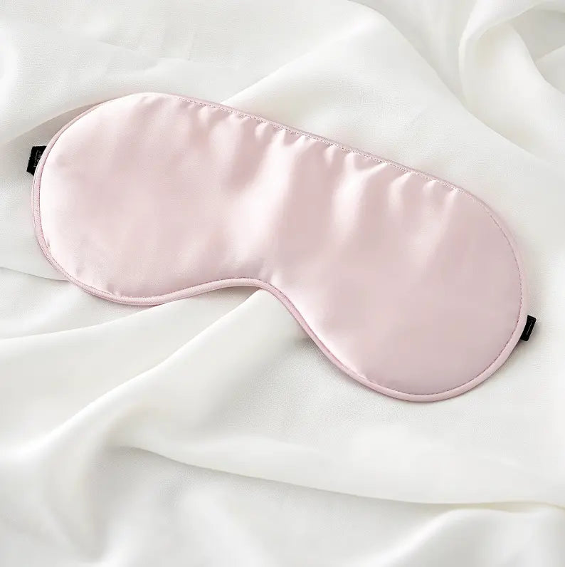 Masque de nuit en soie de mûrier 100% naturelle – sommeil paisible Couleur rose