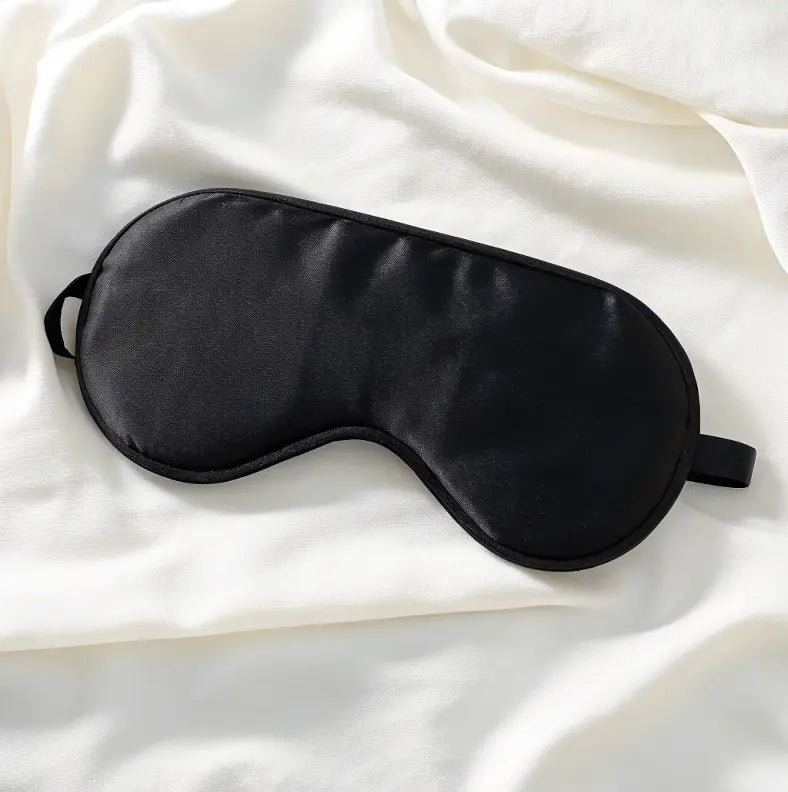 Masque de nuit en soie de mûrier 100% naturelle – sommeil paisible Couleur noir