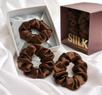 Chouchou en soie – protège les cheveux et évite les frisottis Couleur marron 