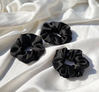 Chouchou en soie – protège les cheveux et évite les frisottis Couleur noir